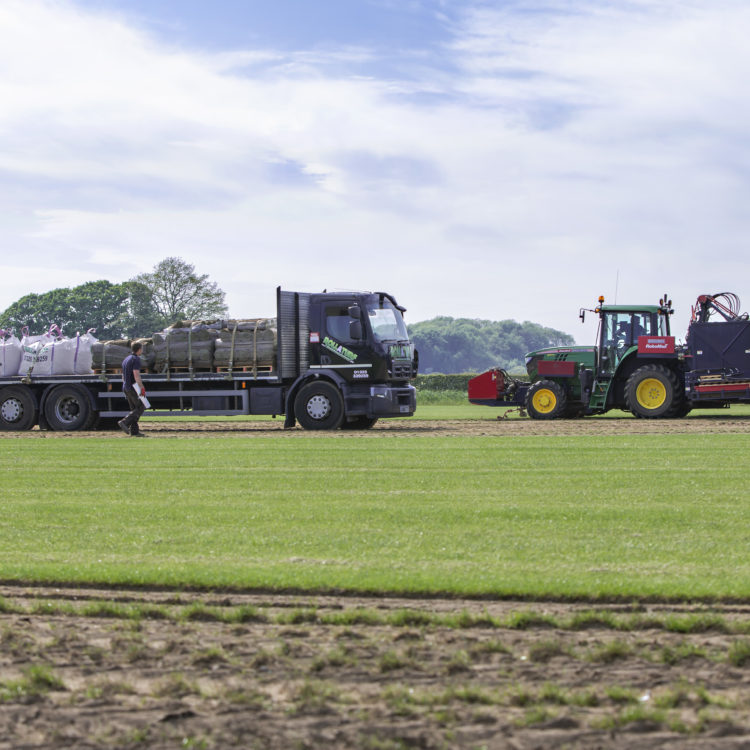 Preparing for delivery of garden turf