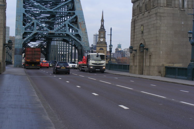 Rollaturf delivery wagon crossing the Tyne Bridge
