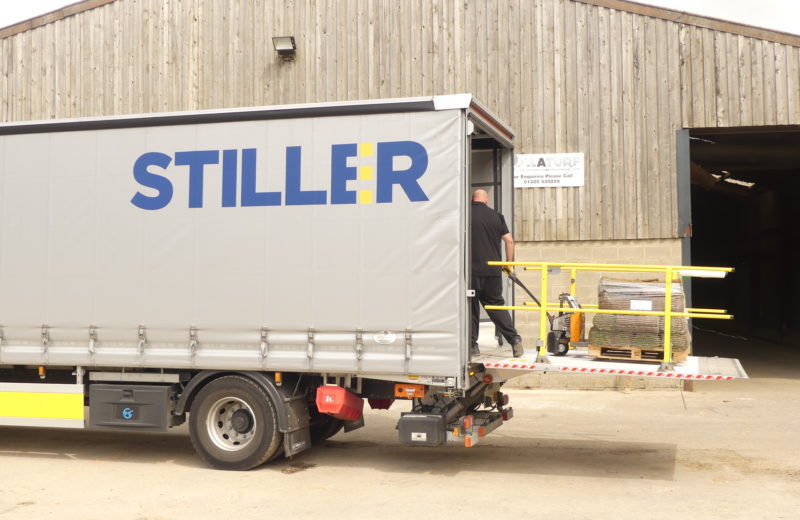 Loading a pallet of grass turf